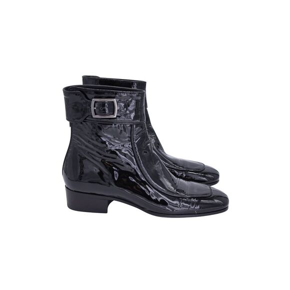 Saint Laurent Miles Ankle Boots in Black Patent Leather - Picture 1 of 9